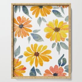 Sunset Watercolour Daisies  Serving Tray