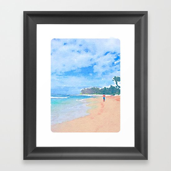 Wandering Down The Beach Framed Art Print