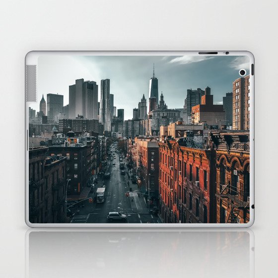 New York City skyline above Chinatown neighborhood in Manhattan Laptop & iPad Skin