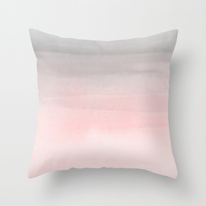 Blushing Pink & Grey Watercolor Throw Pillow