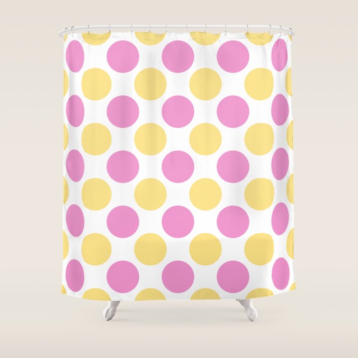 Yellow And Pink Polka Dots Shower Curtain By Sunshineprints Society6
