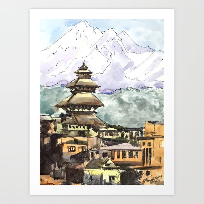 Nepal Temple Bhaktapur Kathmandu Art Print