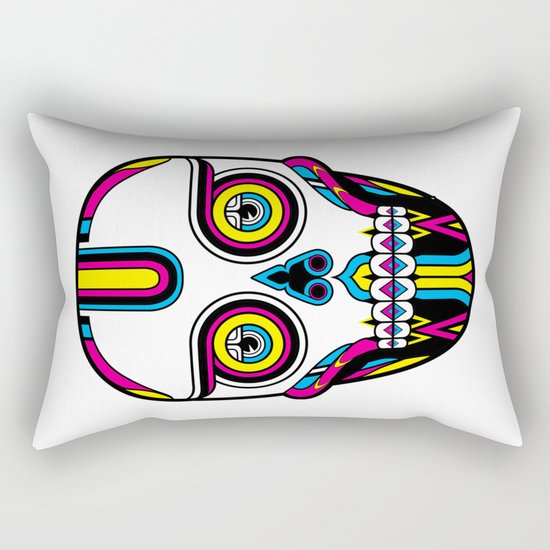 CMYK Skull Rectangular Pillow