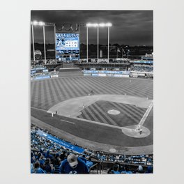 Kauffman Stadium In Selective Color - Kansas City Baseball Poster