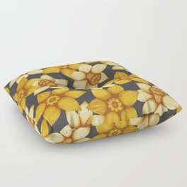 Yellow Black Daffodils Floor Pillow