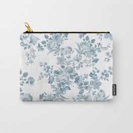 Vintage blue white bohemian elegant floral Carry-All Pouch