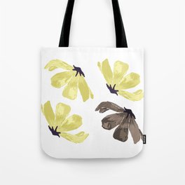 Handpainted Flowers in watercolors | Yellow and Brown color Tote Bag