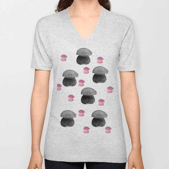 Black mushroom V Neck T Shirt