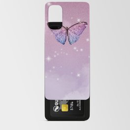 Purple & Pink Glitter Butterfly Android Card Case