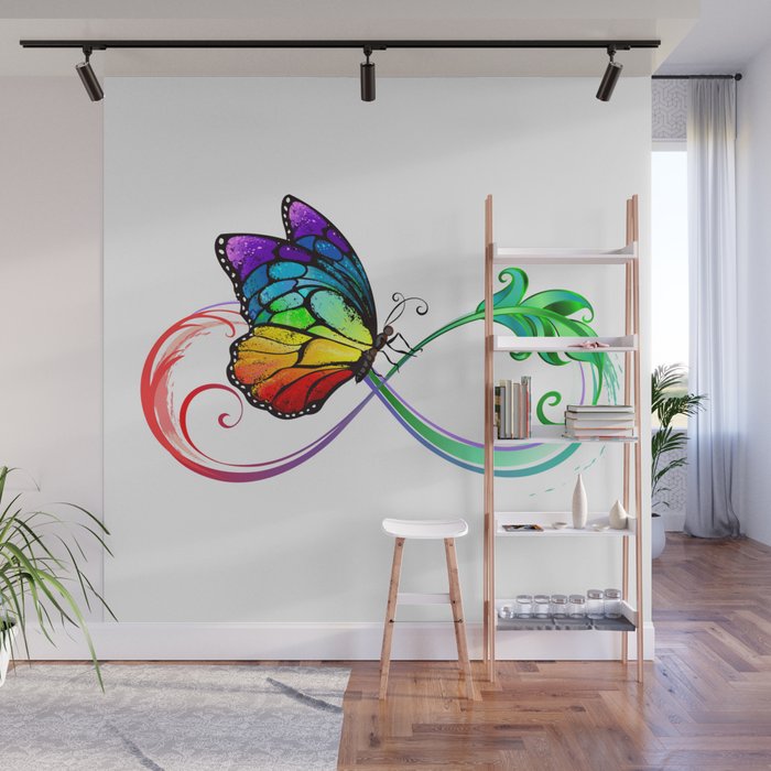 Infinity with Seated Rainbow Butterfly Wall Mural