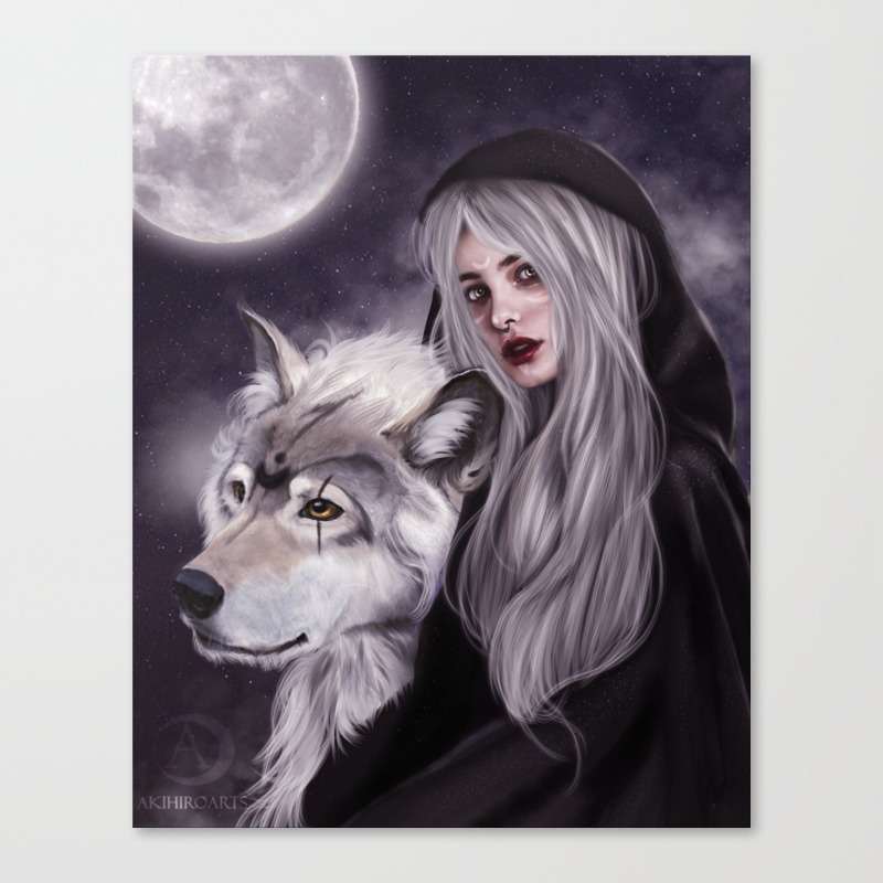 Modern Wall Art Crying Wolf and Moon Canvas Painting Art Prints 4pcs