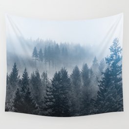Forest Fog Mountain - Wanderlust Nature Photography Wall Tapestry