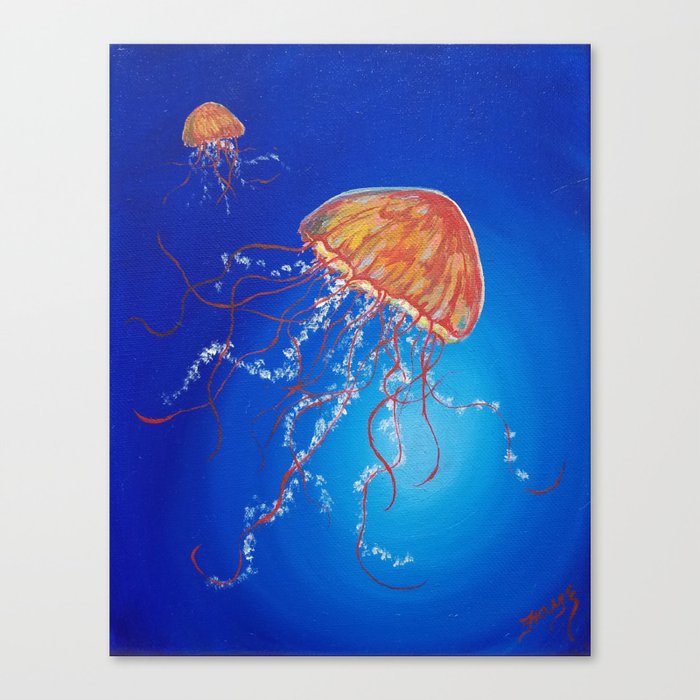 Jellyfish Oil Painting By Faye Canvas Print By Fas925 Society6