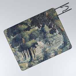Antique 17th Century Verdure Flemish Tapestry Picnic Blanket | Vintage, European, Pastoral, Forest, Marieantoinette, Landscape, Trees, Georgian, Rococo, Castle 