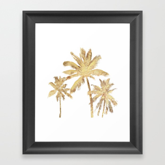 Gold Palm Trees Beach Chic Tropical Framed Art Print
