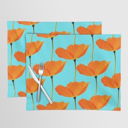 Poppies On A Turquoise Background #decor #society6 #buyart Placemat