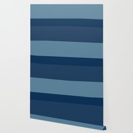 Blue Indigo Shades Horizontal Stripes Pattern Wallpaper
