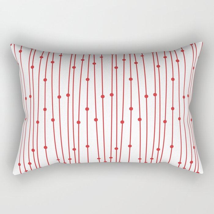 Red White Vertical Stripe Polka Dot Pattern Pairs Coloro 2022 Popular Color Red Glow 013-43-37 Rectangular Pillow