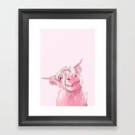 Highland Cow Pink Framed Art Print