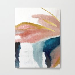 Exhale: a pretty, minimal, acrylic piece in pinks, blues, and gold Metal Print