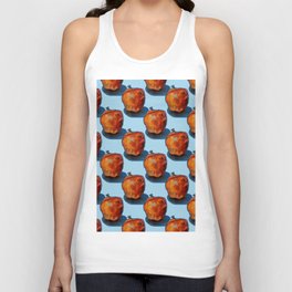 Oil painted apple on blue background Unisex Tank Top