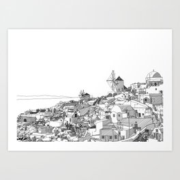 Santorini Art. Santorini, Greece. Architecture Art. Architecture Gift. Greece Travel Gift. Art Print