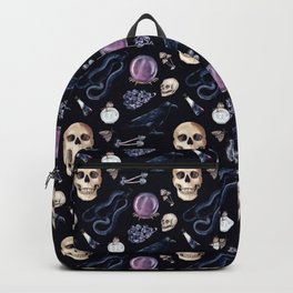 Purple Spooky Skull Halloween Collection Backpack | Modern, Elegant, Halloween, Best, Oil, Reendy, Pattern, Black, Popular, Spooky 