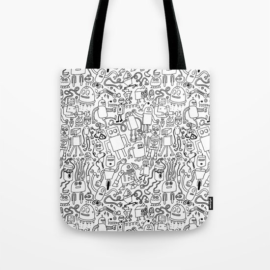 Infinity Robots Black & White Tote Bag