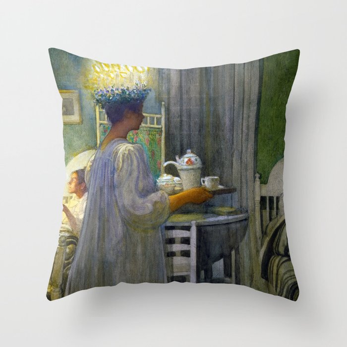 Christmas Morning, The Feast of Saint Lucy by Carl Larsson Throw Pillow