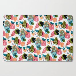 Topographic Terrazzo Atomic Retro Pattern with Olive Green Cutting Board