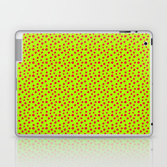 Neon Green Red Spots Pattern Laptop & iPad Skin