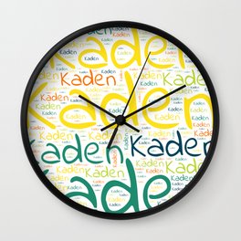 Kaden Wall Clock | Male Kaden, Buddy Soft Present, Graphicdesign, Vidddie Publyshd, Special Dad Daddy, Man Baby Boy, Wordcloud Positive, Colorful Boyfriend, Colors First Name, Husband Merch Text 