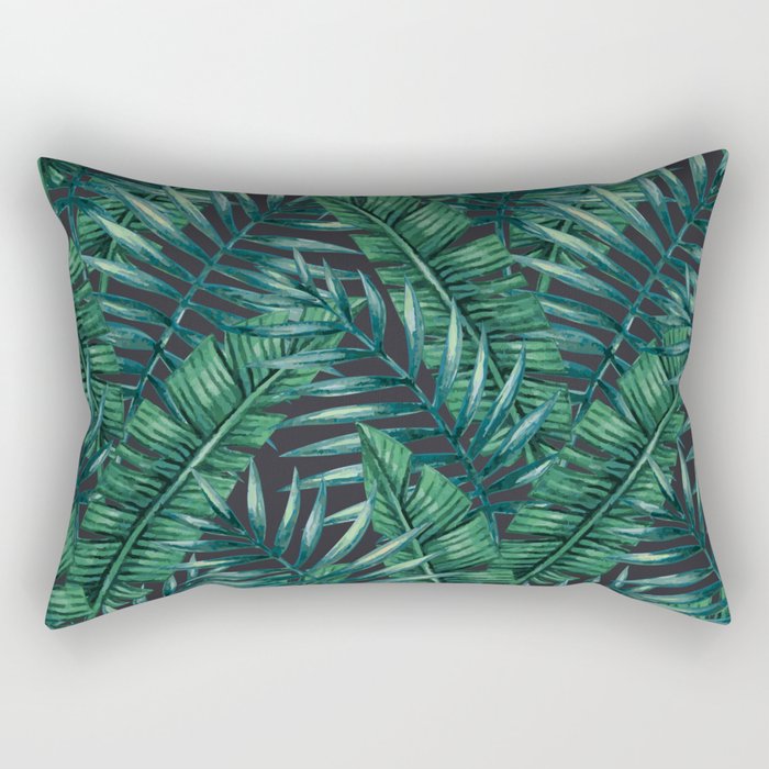 Palm and Banana Leaf Tropical Pattern Rectangular Pillow