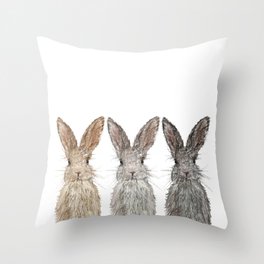 Triple Bunnies Throw Pillow