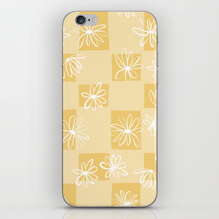 Daisy checkerboard in sunny yellow iPhone Skin