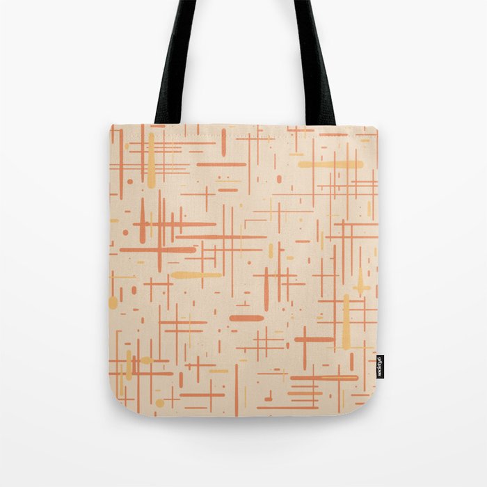 Mid-Century Modern Kinetikos Pattern in Soft Muted Orange Tones Tote Bag