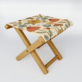 70s Psychedelic Mushrooms & Florals Folding Stool