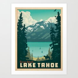 Vintage travel poster-Lake Tahoe. Art Print