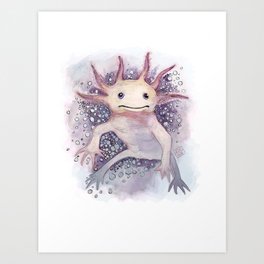 Floating Axolotl Art Print
