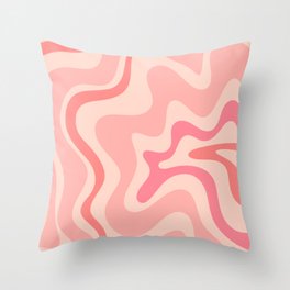 Retro Liquid Swirl Abstract in Soft Pink Throw Pillow