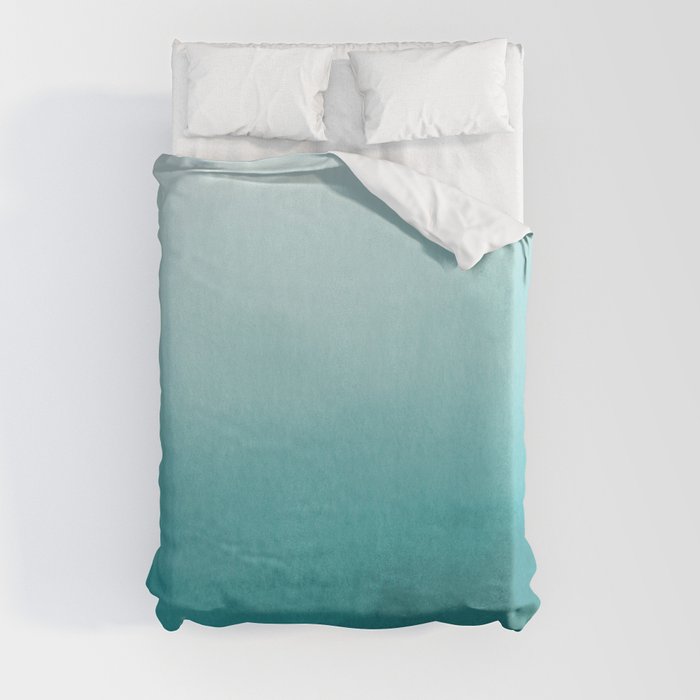 Best Seller Aqua Teal Turquoise Watercolor Ombre Gradient Blend Abstract Art - Aquarium SW 6767 Duvet Cover