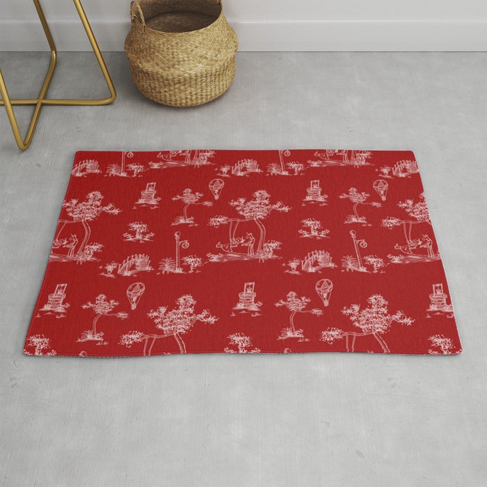 Toile Red Unicorn Rug