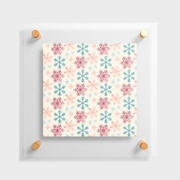 Christmas Pattern Watercolor Snowflake Pink Blue Floating Acrylic Print