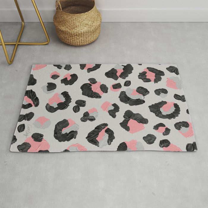 Leopard Print – Pink & Grey Rug