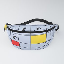 Dancing like Piet Mondrian - Composition with Red, Yellow, and Blue on the light blue background Fanny Pack