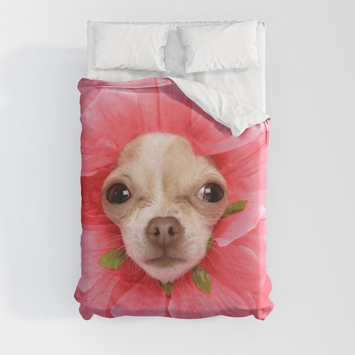 Chihuahua Flower Duvet Cover