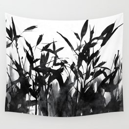 Black Bamboo Leaf Ink Art Wall Tapestry