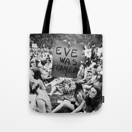 Eve Was Framed Black and White Women's Movement photograph Tote Bag
