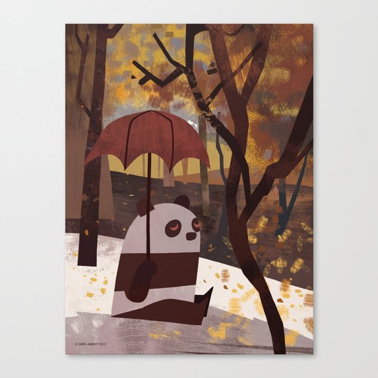Panda Is Ready For Autumn Canvas Print