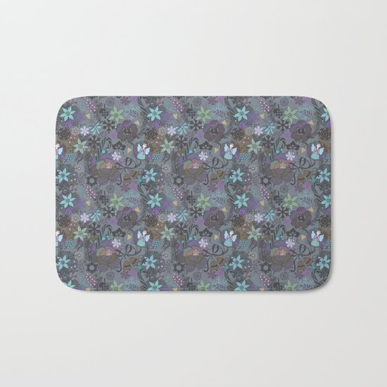 Colorful grey xmas pattern Bath Mat